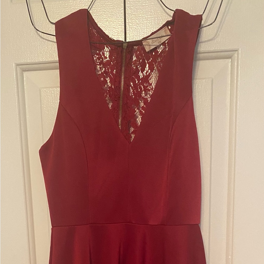 Deep red knee length dress